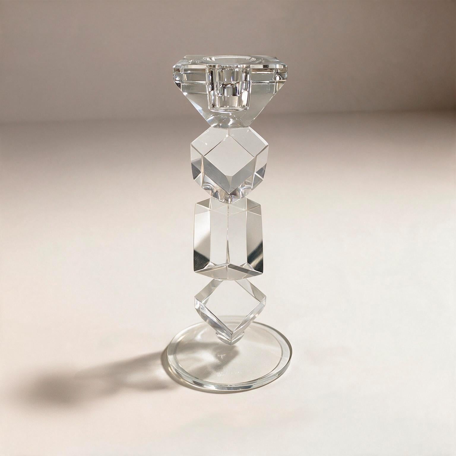 Candelabro en Cristal Transparente Facetado
