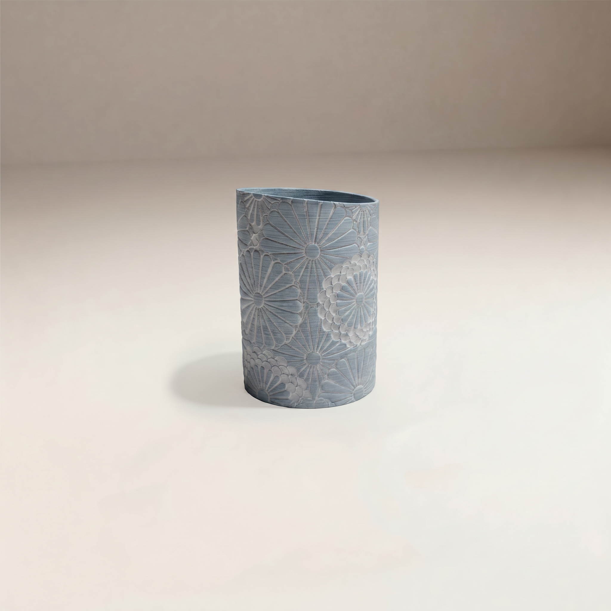 Vaso Portacepillos Blue Flor Glass