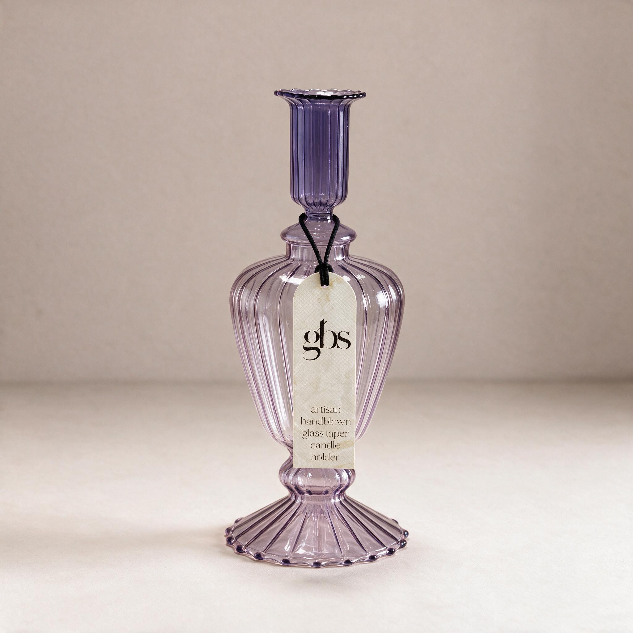 Candelabro de Vidrio Artesanal Morado – GBS Candle Holder