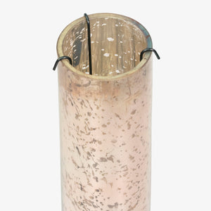 Candelabro de cristal rosado decorativo, diseño elegante ara centros de mesa y espacios modernos.