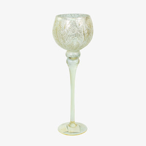 Copa decorativa de cristal blanco perla, diseño elegante y brillante para decorar mesas o repisas.