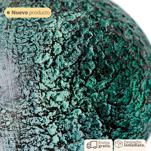 esfera decorativa verde texturizada en cerámica para centros de mesa