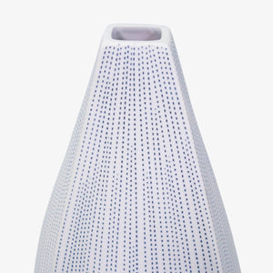 Jarrón decorativo de cerámica blanco con puntos azules