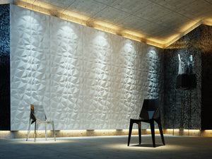 Panel decorativo 3D blanco en fibra de bambú ecológica