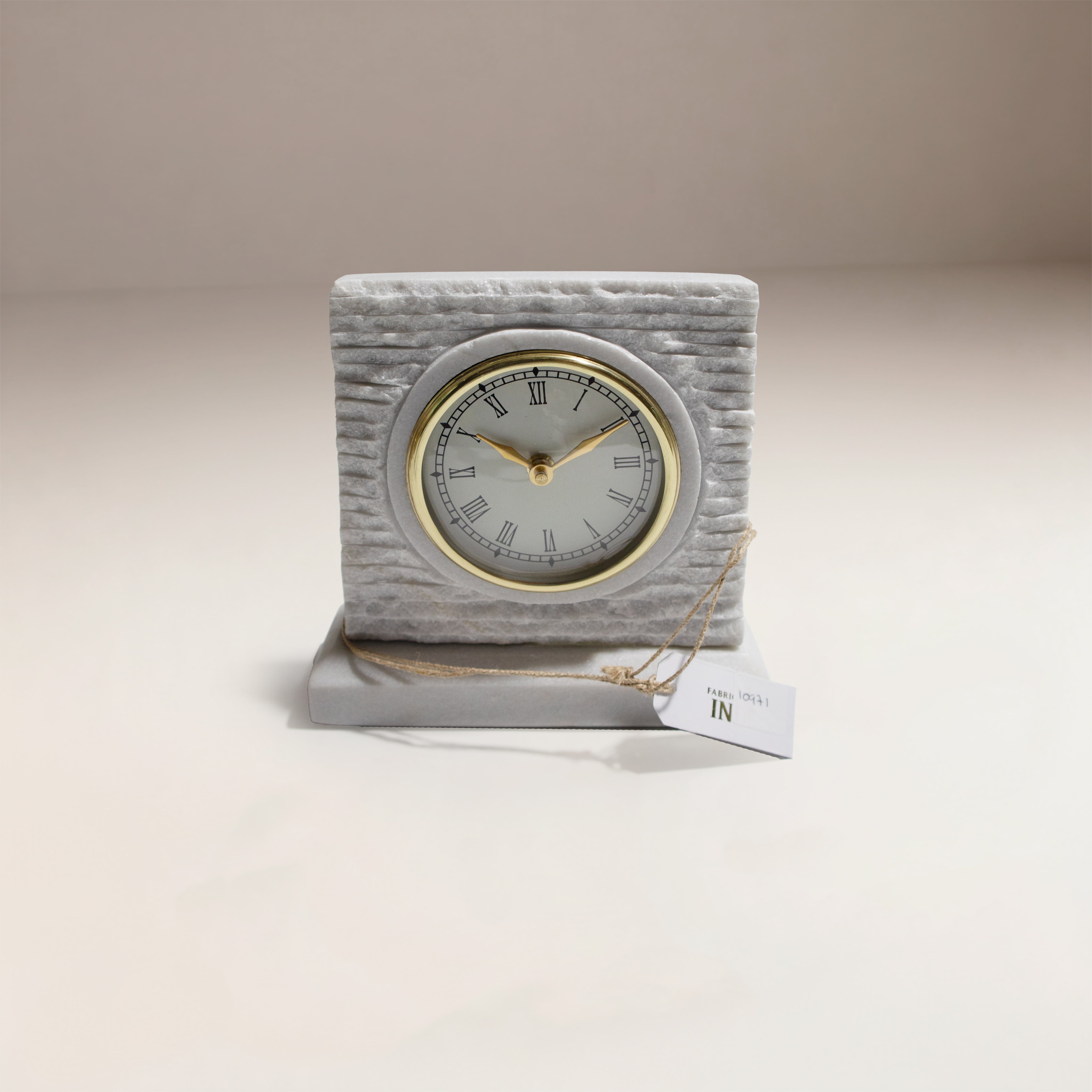 Reloj de Mesa en Piedra Blanca Decor Clock