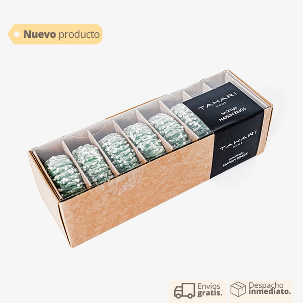 Anillos decorativos verdes para servilletas de mesa
