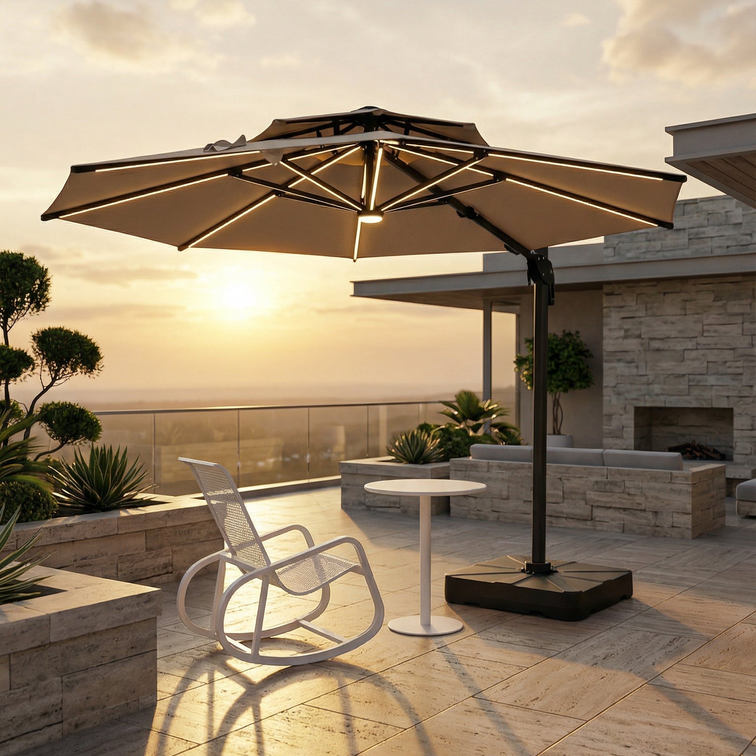 Parasol Led Regulable REDONDO