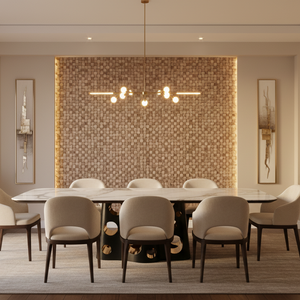 Comedor elegante con Pared Coco 402 y Comedor Terra