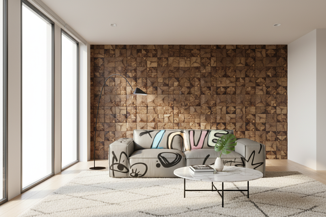 Sala moderna con Pared Coco 401 y Sofa Viena