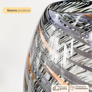Jarrón decorativo en vidrio azul grisáceo de 34 cm