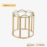 Mesa auxiliar dorada con base ondulada y cubierta en vidrio espejo de 55 cm