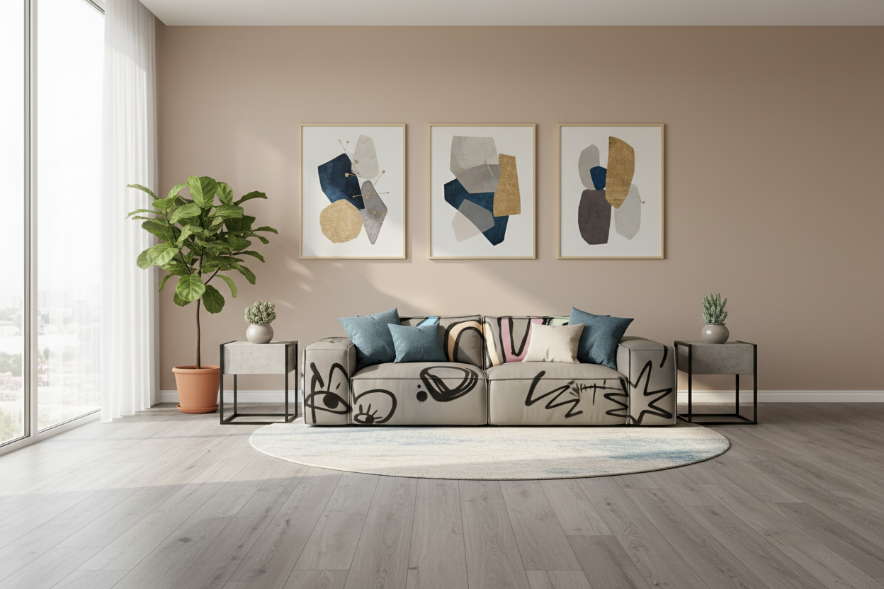 Montaje Piso PVC-12 con Sofá Viena WormGrey