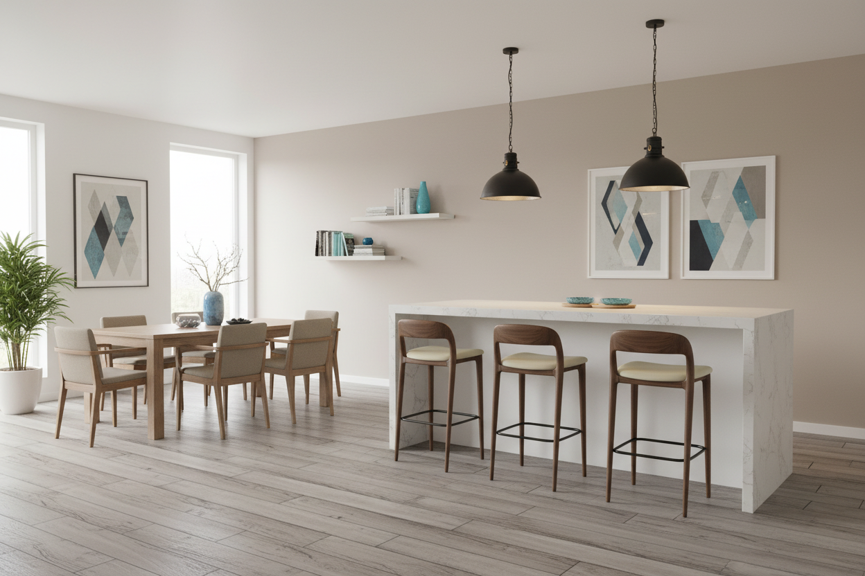 Montaje Piso PVC-14 con Sillas Bar Seneca