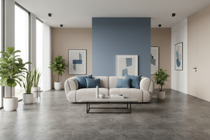 Montaje Piso PVC Stone-05 con Sofá Sabine