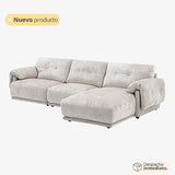Sofá moderno beige con chaise lounge y apoyador