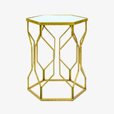 Mesa de centro, mesa auxiliar en forma de hexágono con espejo incluido elaborada en hierro resistente y cómodo que garantiza un largo periodo de vida, diseño elegante, simple y compacta que permite adaptarse a espacios pequeños, ideal para colocar, jarrones, plantas, platos, esculturas, lamparas y otros accesorios decorativos, esta hermosa mesa es perfecta para salar, alcobas, salas de estar, y demás espacios de tu hogar. Envió gratia a Colombia.