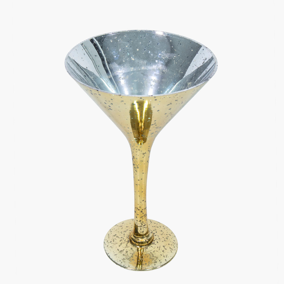 Copa decorativa Champagne dorada en vidrio con acabado brillante
