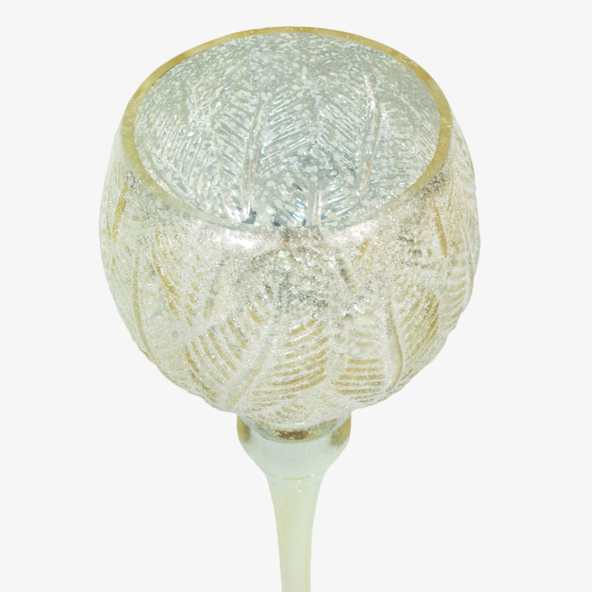 Copa decorativa de cristal blanco perla, diseño elegante y brillante para decorar mesas o repisas..