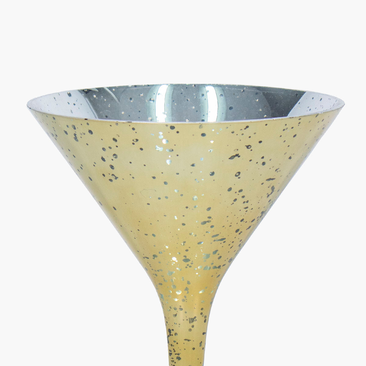 Copa decorativa Champagne dorada en vidrio con acabado brillante