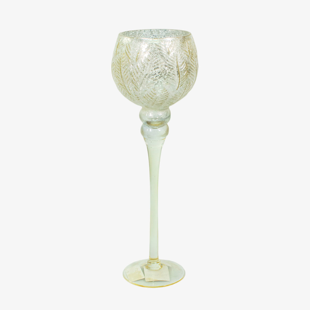 Copa decorativa de cristal blanco perla, diseño elegante y brillante para decorar mesas o repisas.