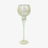 Copa decorativa de cristal blanco perla, diseño elegante y brillante para decorar mesas o repisas.