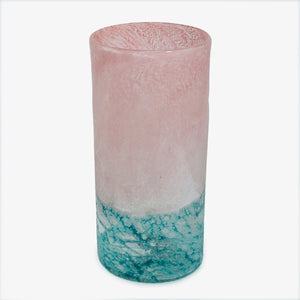 Jarrón decorativo Abilene en porcelana color rosado y verde