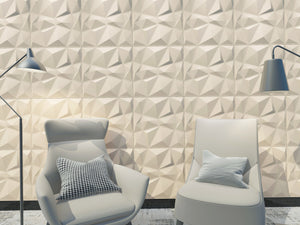 Panel decorativo 3D blanco en fibra de bambú ecológica