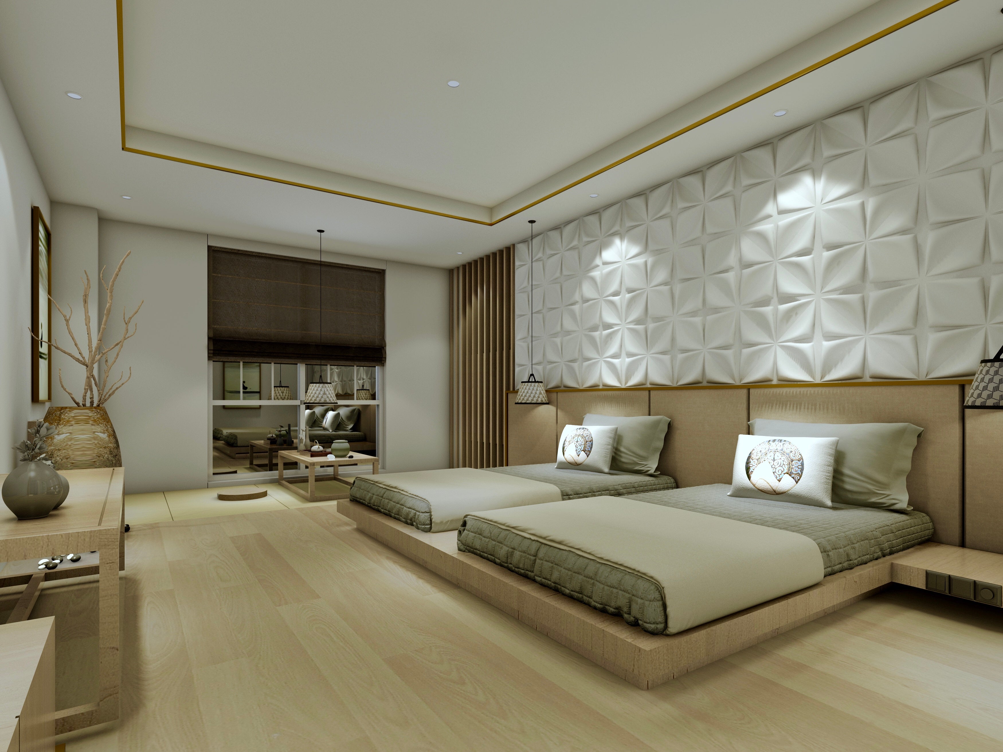 Panel decorativo 3D en fibra de bambú color blanco