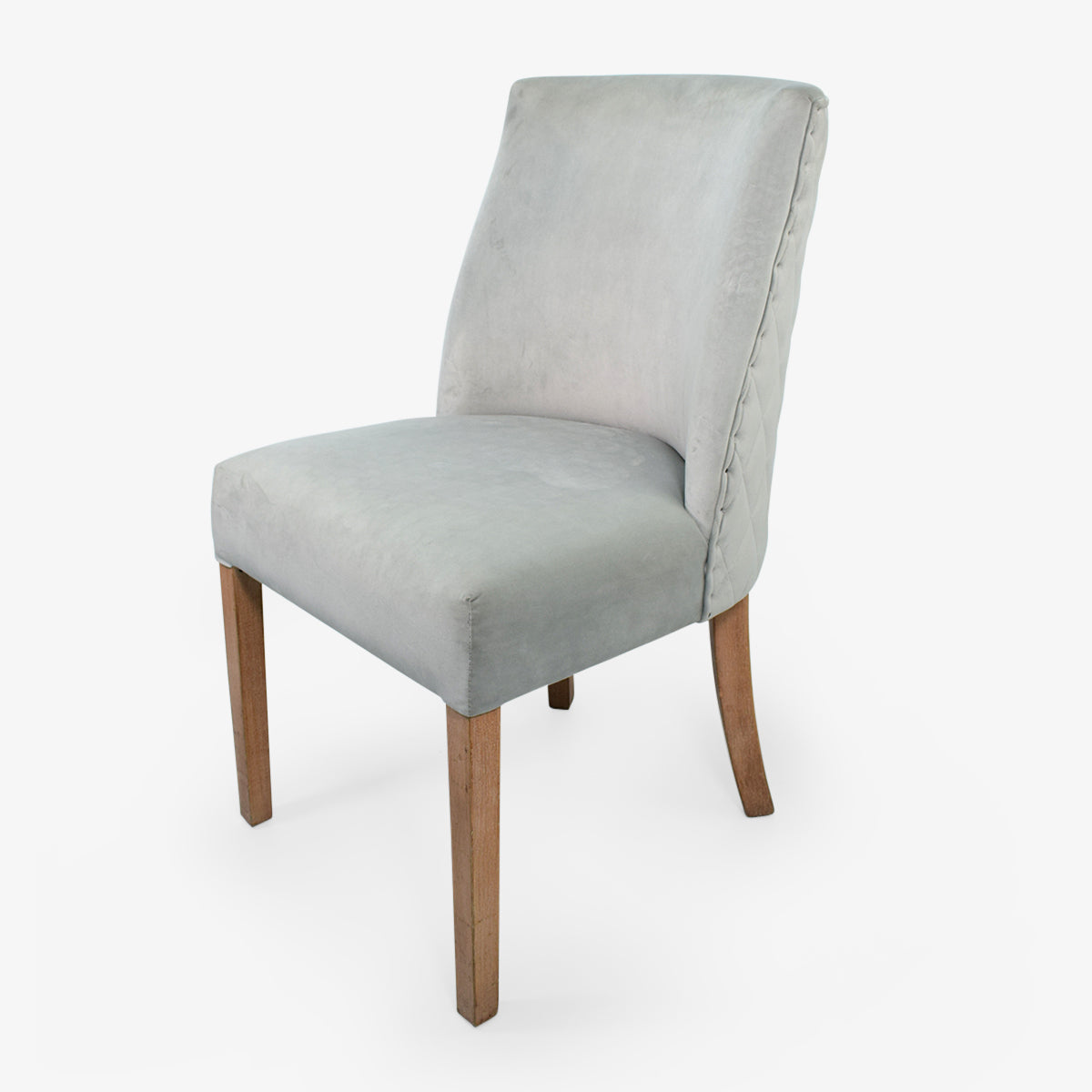 silla auxiliar gris velvet tapizada en poliester con base de madera 
