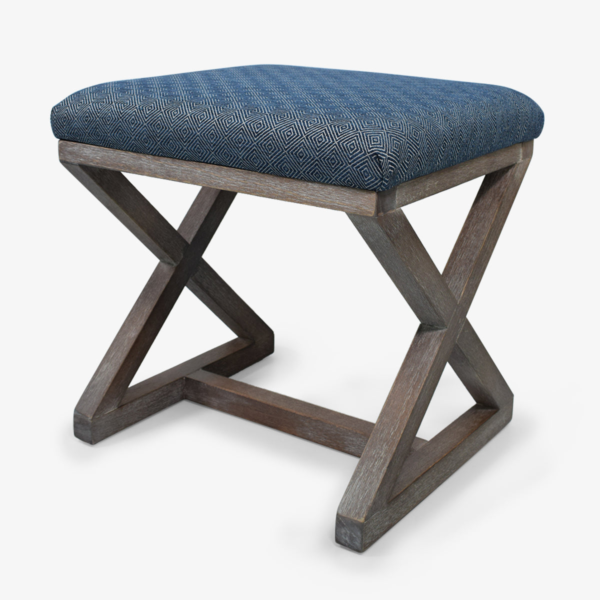 silla gris y azul tapizada en poliéster con base en madera vertihome